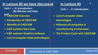 CAD/CAM Lecture #3 | PPTX | Technology Industry | Industries
