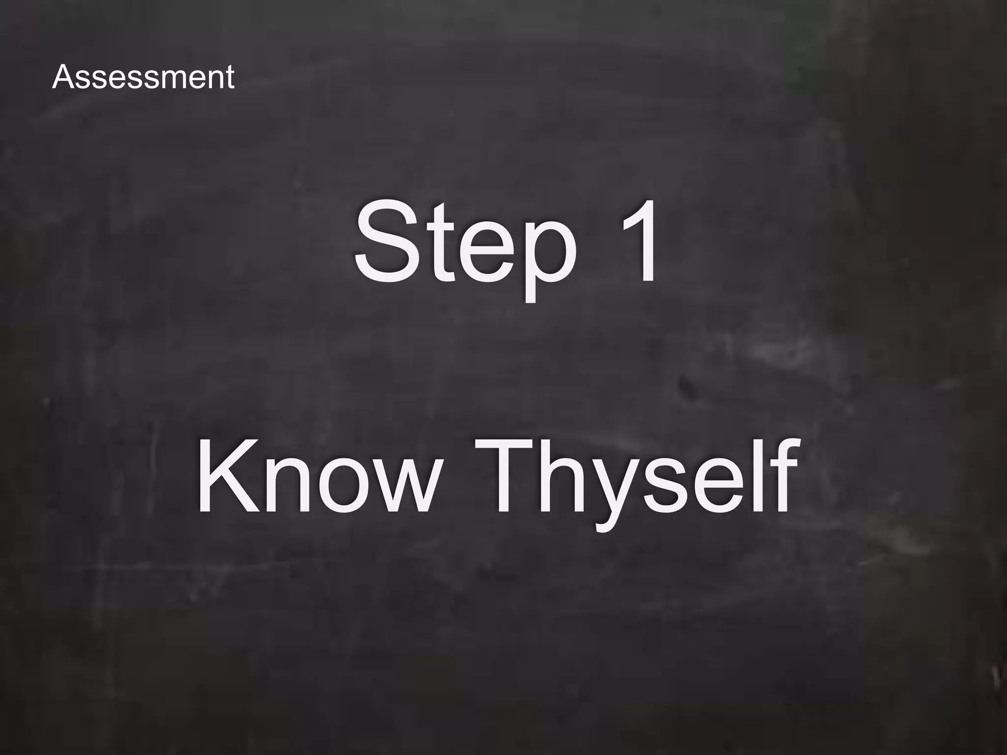 AssessmentStep 1Know Thyself