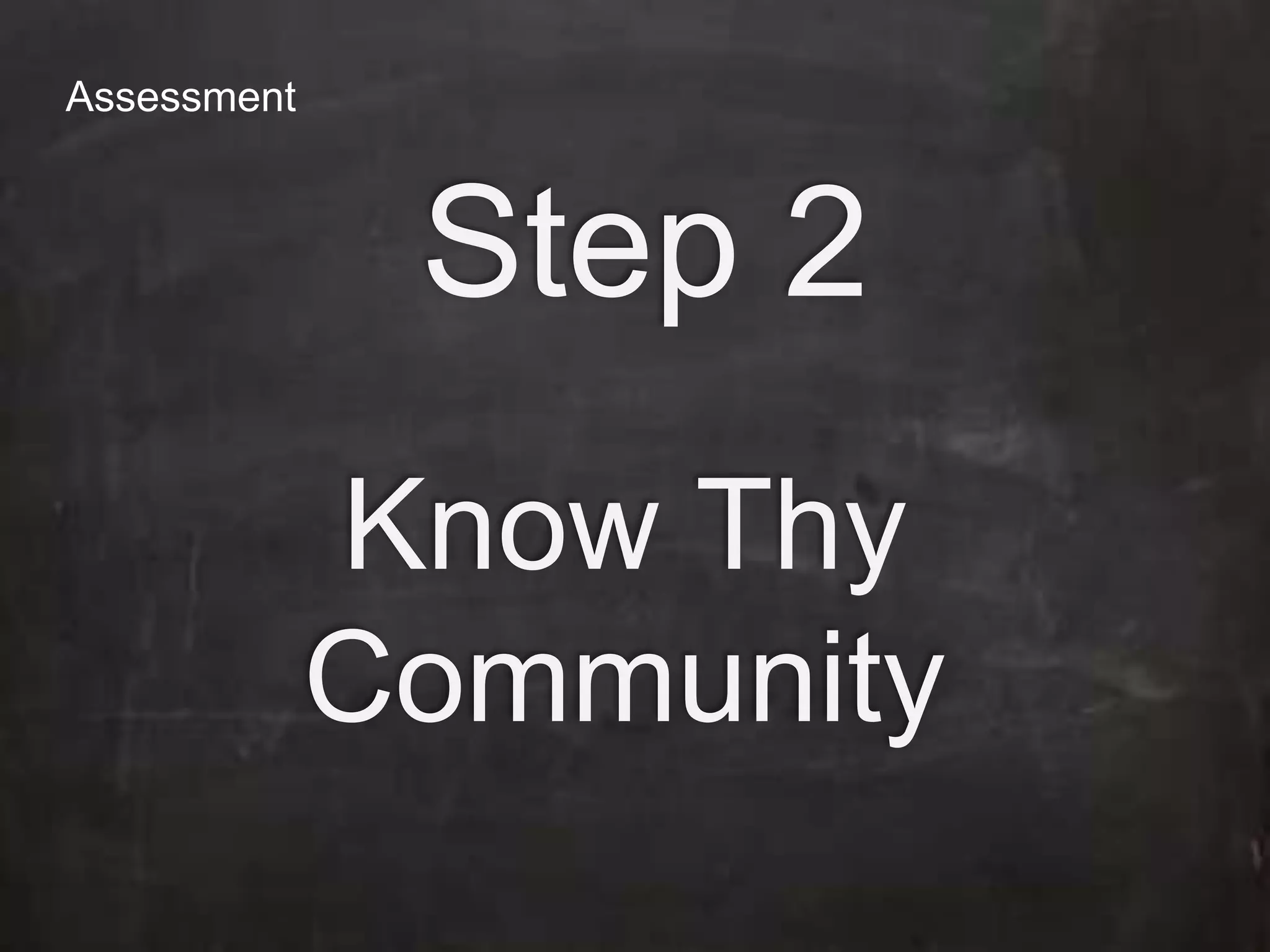 Step 2AssessmentKnow Thy Community