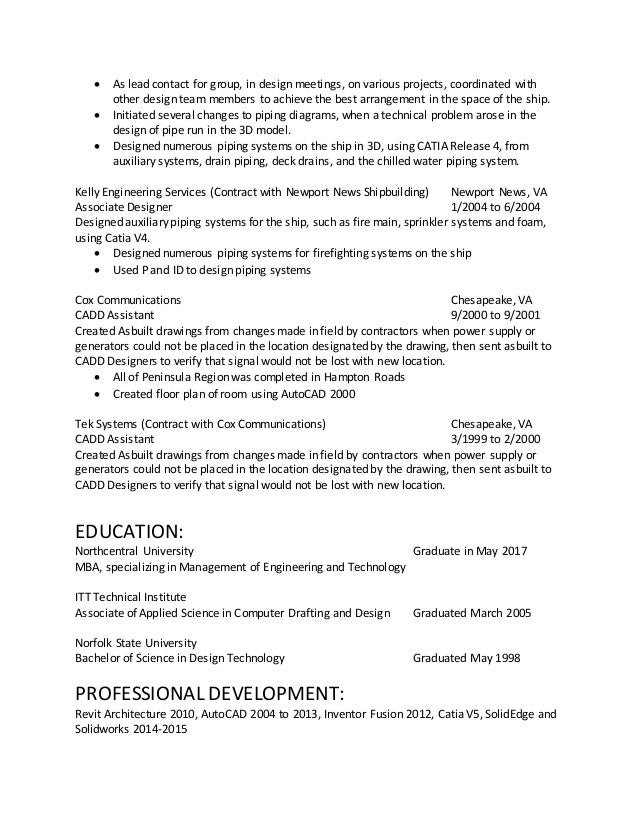 Cad designer resume