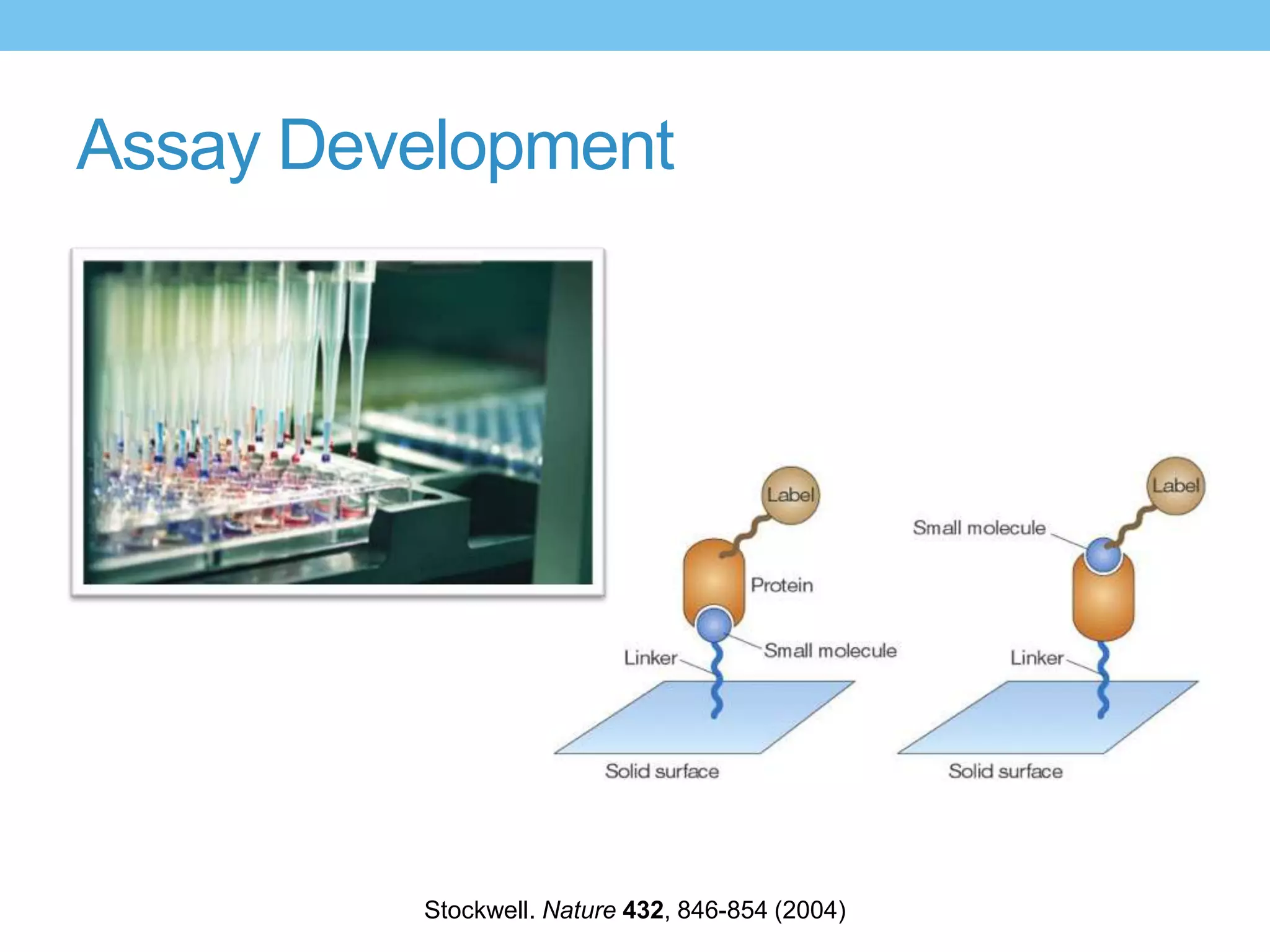 Assay Development




         Stockwell. Nature 432, 846-854 (2004)
 