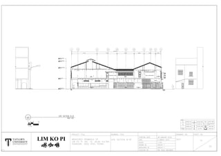 SOLID WALL
ASPHALT
POLYMER CONCRETE (DRAIN TRENCH)
KEDAILIMKO
PI
FFL 3.842
KEDAI
L
I
M
K
O
P
I
FFL 3.842
TAYLOR'S
UNIVERSITY
W i s d o m I n t e g r i t y E x c e l l e n c e
LIM KO PI
 