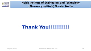 Friday, June 11, 2021 Abhijit Debnath | BP807ET-CADD | Unit-3 149
Noida Institute of Engineering and Technology
(Pharmacy Institute) Greater Noida
 