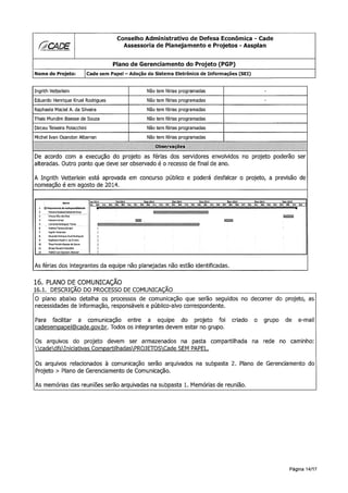 SEI | Cade Sem Papel | Plano de Gerenciamento de Projeto