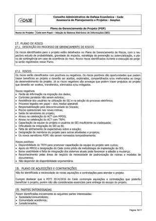 SEI | Cade Sem Papel | Plano de Gerenciamento de Projeto