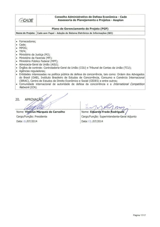SEI | Cade Sem Papel | Plano de Gerenciamento de Projeto