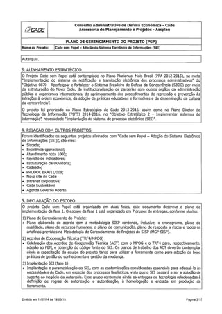 SEI | Cade Sem Papel | Plano de Gerenciamento de Projeto