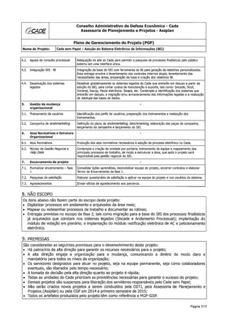 SEI | Cade Sem Papel | Plano de Gerenciamento de Projeto