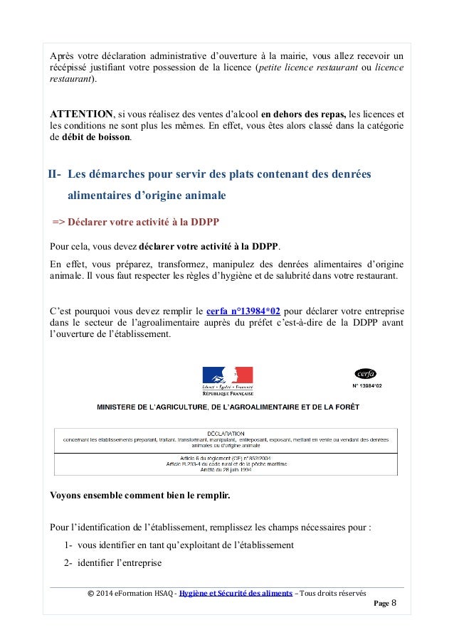 Déclarer votre activite alimentaire à la DDPP