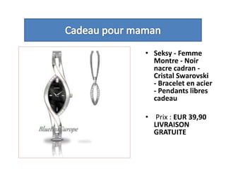 Cadeau pour mamanSeksy - Femme Montre - Noir nacre cadran - Cristal Swarovski - Bracelet en acier - Pendants libres cadeau   Prix : EUR 39,90LIVRAISON GRATUITE