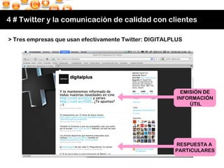 4 # Twitter y la comunicación de calidad con clientes > Tres empresas que usan efectivamente Twitter: DIGITALPLUS RESPUEST...