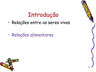 Introdução Relações entre os seres vivos Relações alimentares 