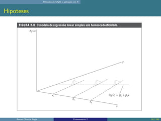 Métodos de MQO e aplicação em R
Hipoteses
Renan Oliveira Regis Econometria 2 18 / 150
 