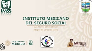 INSTITUTO MEXICANO
DEL SEGURO SOCIAL
Guía Técnica para la atención
Integral del Cáncer de Mama.
 