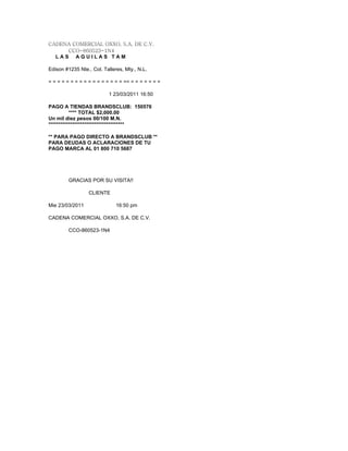 Cadena comercial oxxo 23 marzo | DOC