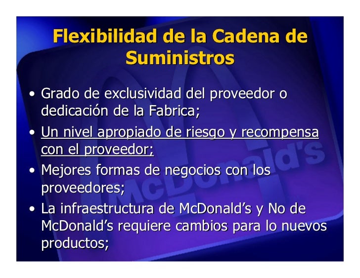 Cadena De Distribucion En Mc Donalds