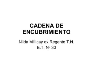 CADENA DE ENCUBRIMIENTO Nilda Millicay ex Regente T.N. E.T. Nº 30 