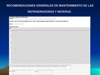 RECOMENDACIONES GENERALES DE MANTENIMIENTO DE LAS REFRIGERADORAS Y NEVERAS   