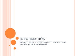 INFORMACIÓN
IMPACTO EN EL FUNCIONAMIENTO EFICIENTE DE
LA CADENA DE SUMINISTROS
 