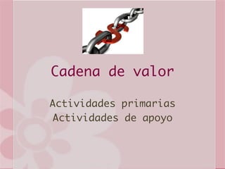 Cadena de valor
Actividades primarias
Actividades de apoyo
 