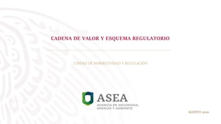 CADENA DE VALOR Y ESQUEMA REGULATORIO
AGOSTO 2020
UNIDAD DE NORMATIVIDAD Y REGULACIÓN
 