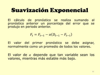 Suavización Exponencial
65
 