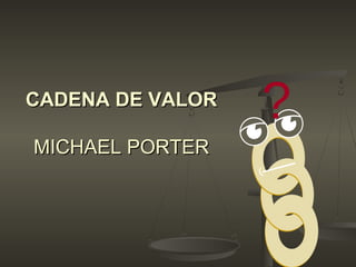 CADENA DE VALORCADENA DE VALOR
MICHAEL PORTERMICHAEL PORTER
?
 