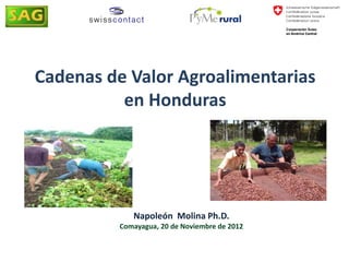 Cadenas de Valor Agroalimentarias
en Honduras
Napoleón Molina Ph.D.
Comayagua, 20 de Noviembre de 2012
 