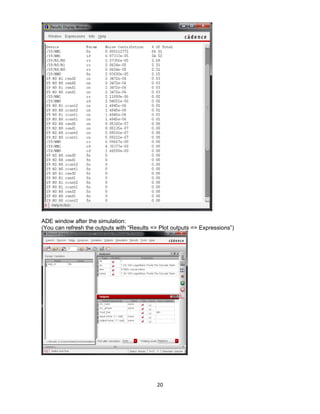 20
ADE window after the simulation:
(You can refresh the outputs with “Results => Plot outputs => Expressions”)
 