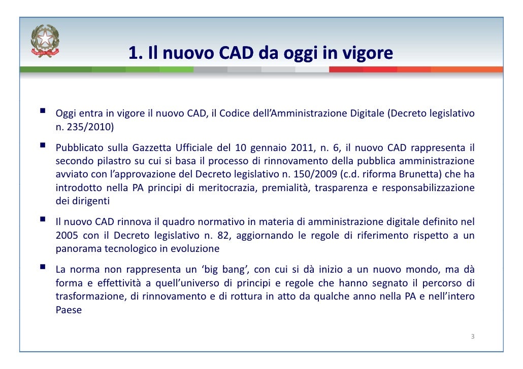Il Nuovo Codice dell'Amministrazione Digitale Cronogramma