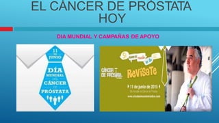 EL CÁNCER DE PRÓSTATA
HOY
DIA MUNDIAL Y CAMPAÑAS DE APOYO
 