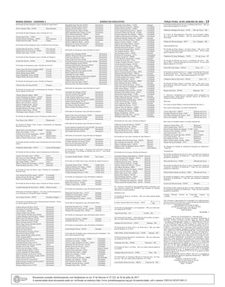Minas Gerais - Caderno 1	Diário do Executivo	 terça-feira, 19 de Janeiro de 2021 – 13
Do Presídio de Bom Despacho I para o Presídio de Lagoa Prata I:
Silvio Claudino Filho - 520705 Bom Despacho
Do Presídio de Bom Despacho I para o Presídio de Luz I:
Diogo Duarte Silva - 714050 Luz
Geraldo Roberto Rodrigues - 596942 Bom Despacho
Warlen Dias Da Cunha - 701189 Abaeté
Do Presídio de Bom Despacho I para o Presídio de Nova Serrana I:
Geraldo Marcelo Da Silva - 925601 Nova Serrana
Miguel Inacio De Sousa Neto - 925861 Nova Serrana
Samuel Lopes Sales - 673479 Nova Serrana
Do Presídio de Bom Despacho I para o Presídio de Pitangui I:
Cleiton De Oliveira - 925681 Pará De Minas
Do Presídio de Diamantina I para o Presídio de Curvelo I:
Johnny Souza De Oliveira Santana-48494 Curvelo
Lucas Ribeiro De Matos-442585 Curvelo
Nilson Batista Santos-39046 Curvelo
Vanusa Magalhães Pereira-345065 Curvelo
Wagner Ribeiro De Souza-381086 Curvelo
Do Presídio de Diamantina I para o Presídio de Pirapora I:
Talisson Silva De Souza-924703 Pirapora
Do Presidio de Iturama I para a Penitenciária de Uberaba I - Professor
Aluízio Ignácio de Oliveira:
Adriano Monteiro Santos - 80887 Iturama
Charles Rodrigues De Queiroz - 459105 Iturama
Gutierres Almeida Rodrigues - 640958 Iturama
Igor Da Costa Barcelos - 628342 Iturama
Márcio Alves Da Silva - 852353 Iturama
Maycon Douglas Souza - 462322 Iturama
Roberto Carlos Miller - 896448 Iturama
Ronaldo Monteiro De Souza - 833191 Iturama
Wandson Santos Souza - 865262 Iturama
Washington Nunes Pimenta - 271999 Iturama
Do Presídio de Malacacheta I para o Presídio de Teófilo Otoni I:
Ivan Nunes Leite -208455 Malacacheta
Do Presídio de Montes Claros II para a Penitenciária de Segurança
Máxima Francisco Sá I:
Daniel Junio Lopes Dos Santos - 252600 Montes Claros
Denis Alves Pereira - 77115 Januária
Eutimio Alves Pereira Anunciação - 302977 Janaúba
Ivani Maia De Souza - 221788 Montes Claros
Marcos Antonio Pereira Lima - 128999 Montes Claros
Do Presídio de Patos de Minas I para a Penitenciária de Carmo do Para-
naíba I:
Guilherme Morais Melo - 348137 Carmo Do Paranaíba
Do Presídio de Patos de Minas I para a Penitenciária de Patrocínio I:
Antonio Dos Santos Silva - 549592 Araxá
Deyvison Luiz Souza Macedo - 925931 Patrocínio
Geovane Bezerra Lucas - 925839 Patrocínio
Igor Araujo Martins - 729647 Araxá
Marcos Vinicius Do Nascimento - 116724 Patrocínio
Paulo Humberto Da Silva - 77478 Patrocínio
Do Presídio de Patos de Minas I para o Presídio de Coromandel I –
Sargento Jorge:
Jose Oronias Pereira Dos Santos - 642255 Coromandel
Juliano Ferreira De Oliveira - 926025 Coromandel
Ryan Victor Rodovalho -926016 Coromandel
Do Presídio de Patos de Minas I para o Presídio de Monte Carmelo I:
Leandro Henrique De Souza Silva - 462862 Monte Carmelo
DoPresídio de Presidente Olegário I - Elzi Alves de OliveiraparaoCen-
tro de Referência à GestantePrivadade Liberdade:
Erica Santos Da Silva - 920557 Presidente Olegário
Do Presídio de Sacramento I para a Penitenciária de Uberaba I - Profes-
sor Aluízio Ignácio De Oliveira:
Adilson Moreira Da Silva 183351 Sacramento
Alessandra Torres Da Silva 875699 Sacramento
Alex Dos Reis - 926108 Sacramento
Angelo Zafalon Neto 925451 Sacramento
Ariana Graziela De Melo Silva 925928 Sacramento
Augusto Marques Dutra De Melo - 334834 Sacramento
Bruno Felicio De Menezes 787764 Sacramento
Bruno Felipe Silva Gomes 911842 Sacramento
Bruno Graciano Da Silva 752497 Sacramento
Bruno Tiago Antonio De Melo 826285 Sacramento
Cleonice Ribeiro 251573 Sacramento
Daniel Lima Ferreira 229378 Sacramento
Danilo De Paula 925927 Sacramento
David Gonçalves Dos Reis 424365 Sacramento
David Serra Gomes 925509 Sacramento
Diego Jonatan Da Silva Melo 687505 Sacramento
Edson Torquato 680211 Sacramento
Euripedes Ricardo Da Silva Santos 25419 Sacramento
Felipe Dorneles Reis 852217 Sacramento
Fernando Martins Simoes 64741 Sacramento
Gabriel Pinheiro De Oliveira - 847588 Araxá
Geraldo Jose Correa 130874 Sacramento
Hilton Alves Dos Santos 101464 Sacramento
Leandro Bonifacio Ribeiro 757979 Sacramento
Luciano Fagundes De Paula 580641 Sacramento
Maikon Henrique Urzero Silva 733546 Sacramento
Marcos Paulo De Almeida Carvalho 349013 Sacramento
Mateus Marins Silva 925305 Sacramento
Ozeias Teixeira De Araujo 84287 Sacramento
Pablo Henrique Venancio Da Silva 842033 Sacramento
Rafael Maia Pereira 925117 Sacramento
Rauanny Rafaely Alves 517422 Sacramento
Reginaldo Santos Da Silva 925875 Sacramento
Rodolfo Rodrigues Balbo 443546 Sacramento
Rodrigo Da Silva Martins 135317 Sacramento
Rogerio Rocha Dos Santos 638300 Sacramento
Saulo Reginaldo Prata Teodoro 237535 Sacramento
Silvio Donizetti Bisinotto - 925993 Araxá
Valdelino Aires Pereira 921424 Sacramento
Vandercley Mendes Dos Santos 431082 Sacramento
Vanderson Roberto Messias 635802 Sacramento
Weidson Majela De Barros - 156322 Araxá
Wemerson De Araujo Silva 875742 Sacramento
Willian Chagas De Jesus 542054 Sacramento
DoPresídio de Sacramento I para oPresídio de Araxá I:
Augusto Paiva Santiago 822426 Sacramento
Belchior Olimpio Da Silva Neto 593624 Sacramento
Carla Lucia Da Silva 111265 Sacramento
Eidem Gabriel Da Silva 459385 Sacramento
Fernando Gonçalves Duarte De Carvalho 589306 Sacramento
Gabriel Rodrigues Pereira 920424 Sacramento
Karolayne Brenda Silva Damaceno 925817 Sacramento
Leonardo Muniz De Oliveira 323246 Sacramento
Luiz Filipe De Almeida 926068 Sacramento
Matheus Filipe Silva Dos Santos 612390 Sacramento
Rafael Amaral Silva 240564 Sacramento
Reginaldo De Castro 160642 Sacramento
Samara Magda Valenari Da Silva Rosa 926050 Sacramento
Tharlis Eduardo Rodrigues 861216 Sacramento
Valdirene Silva Costa 20198 Sacramento
Valtersir Porto Dos Santos 329977 Sacramento
Weverton Felix Dos Santos 926069 Sacramento
DoPresídio de Sacramento I para oPresídio de Frutal I:
Alexandre Silva Borges 237832 Sacramento
Alysson Cassiano Silva 925685 Sacramento
Artur Ferreira Lima 669703 Sacramento
Carlos Eduardo Justino Rosa 741681 Sacramento
Carlos Henrique De Souza Sobrinho 299200 Sacramento
Gabriel Gomes Borges 235135 Sacramento
Jamacy Nobrega De Oliveira 925947 Sacramento
Jose Fidencio Dos Reis 88447 Sacramento
Paulo Cassiano Dos Santos 458113 Sacramento
DoPresídio de Sacramento I para oPresídio de Iturama I:
Edinei Carlos Neves De Queiroz 326583 Sacramento
Jakson Nogueira Almeida 423068 Sacramento
Leide Laura De Nogueira 457041 Sacramento
DoPresídio de Sacramento I para oPresídio de Perdizes I:
Carlos Santana Fernandes De Castro 861928 Sacramento
Daniel Aparecido De Freitas 819287 Sacramento
Jose Roberto Da Silva 810245 Sacramento
DoPresídio de Sacramento I para oPresídio de ItapagipeI:
Alexandre Ferreira De Oliveira 516005 Sacramento
Cristiano Maximio De Souza 739524 Sacramento
Jose Luiz De Vasconcelos 262126 Sacramento
Tulio Gomes De Franca 286158 Sacramento
Do Presídio de Sete Lagoas I - Promotor José Costa para o Centro de
Ressocialização e Pré-soltura de Ribeirão das Neves I - José Abran-
ches Gonçalves:
Leonardo Geraldo Mendes - 926268 Sete Lagoas
Do Presídio de Teófilo Otoni I para o Presídio de Águas Formosas I:
Alessandro Santos Vieira - 793828 Teófilo Otoni
Anderson Barbosa Dos Santos -318026 Teófilo Otoni
Henrique Junio Ribeiro -722950 Teófilo Otoni
Ismael Alves Pereira-586479 Teófilo Otoni
Leandro Rodrigues Morais-717094 Teófilo Otoni
Do Presídio de Tupaciguara I para oPresídiode Canápolis I:
Lúcio Moreira Da Silva - 521074 Ituiutaba
Rafael Silva Queiroz - 872062 Ituiutaba
Uilquer Cristian Silva - 465495 Ituiutaba
Do Presídio de Tupaciguara I para oPresídiode Ituiutaba I:
Diego Da Conceição Assis - 112512 Ituiutaba
Ednaldo De Lima Ângelo- 731854 Ituiutaba
JoséAntônio De Moura - 817011 Ituiutaba
Josimar Rodrigues Dos Santos - 339355 Ituiutaba
Do Presídio de Tupaciguara I para oPresídiodo Prata I:
João Paulo Da Silva Cruz - 711881 Ituiutaba
JoséHenrique Dos Santos Oliveira - 924826 Ituiutaba
Willams Da Conceição Silva - 924827 Ituiutaba
Do Presídio de Tupaciguara I para oPresídiodo Santa Vitória I:
JoséAparecido Da Silva - 924600 Ituiutaba
JoséPaulo Da Silva - 376735 Ituiutaba
Do Presídio de Tupaciguara I para oPresídiodo Uberlândia I:
Carlos Roberto Pereira - 382210 Ituiutaba
Do Presídio de Uberlândia I para a Penitenciária de Uberlândia I – Pro-
fessor João Pimenta da Veiga:
Amarildo Jose R. De Carvalho - 222084 Uberlândia
Anderson Luiz Araujo - 152968 Uberlândia
Antonio Carlos Gonçalves Da Silva - 598357 Uberlândia
Aparecido Dos Reis Ferreira - 812536 Uberlândia
Brendo Gomes De Oliveira - 725515 Uberlândia
Cassio Bhruno Vieira - 451782 Monte Carmelo
Cleiton Fonseca Rezende - 65934 Uberlândia
Daniel Da Silva Santos - 342069 Uberlândia
Danilo Alves Bonelli - 712208 Uberlândia
Diego Pereira - 324822 Ituiutaba
Dorinato Gomes De Oliveira - 100094 Rio Paranaíba
Douglas Lopes Martins - 474546 Uberlândia
Eder Valeriano De Paula - 40584 Uberlândia
Edinaldo Amorim De Jesus - 901607 Uberlândia
Edmundo Paulo Filho - 360790 Uberlândia
Elessandro Sousa Dantas - 716301 Araguari
Gabriel Moreira Goncalves - 690019 Uberlândia
Gilberto Pereira Da Silva - 529903 Uberlândia
Gisclei Aparecido Pereira Flores - 846952 Uberlândia
Granisson Pinheiro De Oliveira - 877860 Uberlândia
Gredson Aparecido Silva Martins - 704878 Uberlândia
Guilherme Henrique Pereira Borges - 776597 Uberlândia
Guilherme Marques Borges Neto - 683010 Ituiutaba
Higor Alves De Oliveira Silva - 546767 Uberlândia
Januario Ferreira Cardoso - 216455 Uberlândia
Jefferson De Freitas Nabono - 604341 Uberlândia
Jefferson Pereira Barbosa - 915826 Uberlândia
Jhonatan Oliveira De Queiroz - 577479 Uberlândia
Joao Gabriel Fernandes Silva - 845594 Uberlândia
Jose Geraldo Da Silva - 8859 Uberlândia
Jose Rodrigues Santos - 138944 Ituiutaba
Keidionir Do Nascimento - 65277 Tupaciguara
Kenedy Cruvinel Gil - 648886 Uberlândia
Layon David Do Nascimento - 737018 Ituiutaba
Leandro De Jesus Silva - 32525 Uberlândia
Leandro Goncalves Da Silva - 470715 Uberlândia
Leonel Souza Dos Santos - 257302 Uberlândia
Lucas Abel Moreira E Silva - 464045 Uberlândia
Lucas Alves Americo De Sousa - 723693 Uberlândia
Lucas Pereira Borges - 639825 Uberlândia
Marcos Vinicius Goncalves Viana - 40873 Uberlândia
Markenede De Brito Santos - 509818 Ituiutaba
Nicholas Max Barbosa De Souza - 449250 Uberlândia
Nivaldo Candido Alves Junior - 43064 Uberlândia
Oswaldo Rocha Neto - 536252 Uberlândia
Paulo Bruno Fidelis Nascimento - 490867 Uberlândia
Paulo Henrique Da Silva - 656965 Ituiutaba
Paulo Victor Garcia De Souza - 592521 Uberlândia
Paulo Vitor Simoes De Mendonca - 844488 Uberlândia
Pedro Afonso Borges - 753310 Uberlândia
Pedro Henrique Soares Da Silva - 447269 Uberlândia
Ronaldo Ferreira Santos Junior - 629511 Uberlândia
Samuel Das Gracas Rocha - 137468 Uberlândia
Sergio Soares Parreira Oliveira Silva - 704539 Ituiutaba
Thiago Falknbach Santiago - 218318 Uberlândia
Tiago Bittencourt Andrade Alves - 329703 Uberlândia
Ueslei Vaz De Oliveira - 871928 Uberlândia
Victor Augusto De Melo - 704129 Ituiutaba
Victor Hugo De Oliveira - 131575 Uberlândia
Vinicius Alves De Menezes - 320405 Uberlândia
Vitor Lucas Soares Ramos - 444085 Uberlândia
Vitor Machado De Oliveira - 510986 Uberlândia
Wagner Knippelberg - 650765 Uberlândia
Wanderson Alexandre Silva - 762120 Ituiutaba
Wellington Santos Dias - 65688 Uberlândia
Do Presídio de Unaí I para o Presídio de Buritis I:
Andriezio Gomes De Oliveira - 924875 Unaí
Darley Morais Da Costa - 924423 Unaí
Eliel Martins Da Silva - 342110 Unaí
Weverton Morais Da Costa - 576420 Unaí
Wigor Jasley Oliveira Silva - 780966 Unaí
Do Presídio de Unaí I para o Presídio de João Pinheiro I:
Joao Pedro Alves De Freitas Firme - 924276 Paracatu
Jose Domingos De Almeida - 421568 Paracatu
Marcos Fernandes Santos - 886442 Paracatu
Matheus Felipe De Mendonca Souza - 924277 Paracatu
Obidiel Gomes - 924987 João Pinheiro
Do Presídio de Unaí I para o Presídio de Paracatu I:
Alexandre Marques Panta Barbosa - 707030 Paracatu
Carlos Henrique Silva Botelho - 705872 Paracatu
Elder Luiz Da Silva - 319852 Paracatu
Guilherme Rosa De Jesus - 495766 Paracatu
Gustavo Morais Santarem - 655998 Paracatu
Jeferson Anselmo De Oliveira - 250779 Paracatu
Jose Marcio De Moura - 86883 Paracatu
Marcos Paulo Oliveira De Aquino - 816425 Paracatu
Marcos Pires De Oliveira - 101640 Paracatu
Patrick Junio Lima Costa - 924403 Paracatu
Robson Silva Barbosa - 692198 Paracatu
Sirlon Rodrigues Barbosa - 476854 Paracatu
Valter Pereira Da Silva - 741922 Paracatu
Vitor A. Rodrigues De Figueiredo - 924292 Paracatu
Wesley Aparecido Santana Santos - 664545 Paracatu
III - Autorizar a transferência dos custodiados abaixo nominados, com
seus respectivos números de INFOPEN, para unidades de custódias
alternativas ou cadeias públicas:
MATRÍCULAS:
No Presídio de Buritis I, em Buritis – MG, por ordem judicial datada
de 09/09/2020:
Leandro Antonio Ribeiro De Almeida – 540327
B u r i t i s
– MG
No Presídio de Eugenópolis I, em Eugenópolis – MG, por ordem judi-
cial datada de 09/11/2020:
Jorge Pereira Pinto – N/C Ervália – MG
Na Penitenciária de Ipaba I – Dênio Moreira de Carvalho, em Ipaba –
MG, por ordem judicial datada de 19/06/2020:
Johnatan De Jesus Oliveira – 556615 Ipatinga – MG
Na Penitenciária de Ponte Nova I, em Ponte Nova – MG, por ordem
judicial datada de 11/01/2021:
Allan Sidney Caetano Ramalho Costa – 522496 Ipatinga – MG
Na Penitenciária de Patrocínio I, em Patrocínio – MG, por ordem judi-
cial datada de 07/01/2021:
Chalisman Jose Dias – 459802 Patrocínio – MG
No Presídio de Prata I, em Prata – MG, por ordem judicial datada de
23/10/2020:
Jonathan Batista De Oliveira – 459802 Prata – MG
Na Penitenciária de Segurança Máxima de Francisco Sá I, em Fran-
cisco Sá – MG, por ordem judicial datada de 16/11/2020:
Lucas Patrick Santos De Jesus – 280674 Francisco Sá – MG
No Presídio de Ribeirão das Neves I, em Ribeirão das Neves – MG, por
ordem judicial datada de 11/01/2021:
Valdomiro Rodrigues De Souza – 42190 Rib. das Neves – MG
No Centro de Remanejamento Provisório de Governador Valada-
res I, em Governador Valadares – MG, por ordem judicial datada de
03/07/2020:
Willian De Oliveira Santana – 94971 Gov. Valadares – MG
TRANSFERÊNCIAS:
Do Presídio de Pouso Alegre I, em Pouso Alegre – MG, para o CDP
– Centro de Detenção Provisória de Mogi das Cruzes – SP, por ordem
judicial datada de 20.05.2020:
Vanderson De Souza Rodrigues – 156295 M. das Cruzes – SP
Do Presídio de Ribeirão das Neves I, em Ribeirão das Neves – MG,
para o CDPS – Centro de Detenção Provisória da Serra – ES, por ordem
judicial datada de 11.01.2021:
Eliseu Silva Dos Santos – 829163 Serra – ES
Do Presídio de ribeirão das Neves II – Inspetor José Martinho Drumond,
em Ribeirão das Neves – MG, para o CDPS – Centro de Detenção Pro-
visória da Serra – ES, por ordem judicial datada de 11.01.2021:
Vanderson Marcos Gava Lenzi – 829162 Serra – ES
Do Presídio de Pouso Alegre I, em Pouso Alegre – MG, para o Con-
junto Penal de Vitória da Conquista – BA, por ordem judicial datada
de 13.01.2021:
Ramon Dias Silva – 907462 Macarani – BA
V - Autorizar o internamento dos custodiados abaixo nominados, nos
estabelecimentos médico-penais conforme parecer da Diretoria de
Atenção ao Paciente Judiciário:
Matrículas:
No Centro de Apoio Médico e Pericial de Ribeirão das Neves I:
Para exame criminológico, em caráter ambulatorial:
Anizio Tadeu Silva - 906014 Ribeirão das Neves
Fernando Florindo de Souza - 61829 Ribeirão das Neves
José Mario Rodrigues dos Santos - 3630 Ribeirão das Neves
Julio Cesar Augusto - 524186 Ribeirão das Neves
Para exame de sanidade mental, em caráter ambulatorial:
Adriano Custodio Pedro - NC Barbacena
Alan Custodio Jonas - 626773 Três Pontas
David Ferreira Martins de Almeida - 217483 Caeté
Florencio Silva Candido - 723765 Belo Horizonte
Joao Carlos da Silva - NC Barroso
Jonathan Luiz Tavares da Costa - 892419 Três Corações
Jose Carlos da Silva - NC Barbacena
Jose Martins de Paula - 21225 Barbacena
Marco Aurelio Aguiar Almeida - 29093 Araguari
Renato Pereira de Andrade - 15541 Três Pontas
No Hospital de Custódia de Tratamento Psiquiátrico de Barbacena I
- Jorge Vaz:
Transferências:
Do Presídio de Ribeirão das Neves II, para o Hospital de Custódia de
Tratamento Psiquiátrico de Barbacena I - Jorge Vaz, para tratamento
psiquiátrico temporário:
Décio da Silva Cruz - 559083 Ribeirão das Neves
Do Presídio de Ribeirão das Neves II, para o Hospital de Custódia de
Tratamento Psiquiátrico de Barbacena I - Jorge Vaz, para tratamento
psiquiátrico temporário:
Robert Robson Martins de Moura - 42840 Ribeirão das Neves
Do Presídio de Inhapim I, para o Hospital de Custódia de Tratamento
Psiquiátrico de Barbacena I - Jorge Vaz, para tratamento psiquiátrico
temporário:
Everton de Oliveira Gomes - 923687 Inhapim
Do Presídio de São Joaquim de Bicas II, para o Hospital de Custódia
de Tratamento Psiquiátrico de Barbacena I - Jorge Vaz, para tratamento
psiquiátrico temporário:
Leandro Henrique Ferreira do Carmo
- 635991
São Joaquim de
Bicas
Não ocorrendo à apresentação dos custodiados nos estabelecimentos
penais no prazo de 20 (vinte) dias, a contar da data da publicação deste
ato, ficam as movimentações canceladas.
Superintendência de Gestão de Vagas,
em Belo Horizonte, aos 19 de janeiro de 2021.
Leonardo Mattos Alves Badaró
Superintendente
18 1437448 - 1
EDITAL DE CHAMAMENTO – PDS 086/2020
A Presidente da Comissão do Processo Disciplinar Simplificado nº
086/2020, Senhora Emanuela Carvalho Serpa de Oliveira, MaSP
1.377.066-4, instaurada pela Portaria nº PORTARIA/NUCAD/CSet
- SEJUSP/PDS Nº 086/2020, publicada no Diário Oficial do Execu-
tivo em 23/07/2020, tendo em vista o disposto no artigo 225 da Lei
Estadual nº 869/1952, CONVOCA E CITA, durante 08 (oito) dias con-
secutivos, o processado abaixo relacionado para comparecer perante
esta Comissão Processante, instalada à Avenida Celina Ferreira Otoni,
3655. Jardim Sion, CEP 37048-580 Varginha-MG, no horário de 09:00
às 12:00 horas e de 13:30 às 16:00 horas , Telefone (35) 3068-2031 ,
no prazo de 10 dias, a contar da oitava e última publicação deste edi-
tal, a fim de, pessoalmente, tomar conhecimento de seu respectivo Pro-
cesso Disciplinar Simplificado, acompanhar sua tramitação, solicitar
diligências, juntar documentos, apresentar rol de testemunhas e defesa
para os fatos a ele atribuídos que caracterizam, em tese, ilícitos admi-
nistrativos, conforme portaria inaugural, conduta que se comprovada
remete ao descumprimento do disposto nos art. 216, incisos V eVI,217,
inciso IV e X, 245 caput e parágrafo único,246, incisos I e III, e art.
250, incisos II e VI, todos da Lei 869/1952, estando sujeito as penalida-
des administrativas previstas no art.244, incisos I, IIIou VI do referido
DiplomaEstatutárioc/c o art. 12, parágrafo único da Lei 18.185/2009 e
nos termos do art. 9º do Decreto nº 45.155, de 21 de agosto de 2009;
sob pena de REVELIA.
DANIEL NAZARIO DE SOUZA -MaSP 1.284.124-3. ex-prestador de
serviços na função de Agente de Segurança Penitenciário – PROCES-
SADO NO PDS 086/2020.
Varginha, 13 de janeiro de 2021.
Emanuela Carvalho Serpa de Oliveira
Presidente de Comissão
Masp. 1377066-4
Documento assinado eletrônicamente com fundamento no art. 6º do Decreto nº 47.222, de 26 de julho de 2017.
A autenticidade deste documento pode ser verificada no endereço http://www.jornalminasgerais.mg.gov.br/autenticidade, sob o número 3202101182347100113.
 