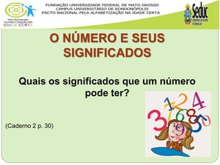O NÚMERO E SEUS
SIGNIFICADOS
Quais os significados que um número
pode ter?
(Caderno 2 p. 30)
 
