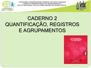 CADERNO 2
QUANTIFICAÇÃO, REGISTROS
E AGRUPAMENTOS
 