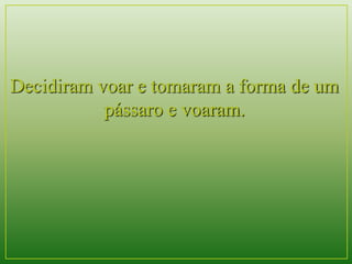 Decidiram voar e tomaram a forma de um 
pássaro e voaram. 
 