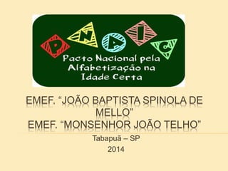 EMEF. “JOÃO BAPTISTA SPINOLA DE
MELLO”
EMEF. “MONSENHOR JOÃO TELHO”
Tabapuã – SP
2014
 