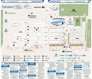 FÓRUM DO FEIJÃO*
17 de agosto (quinta-feira) -
Centro de Eventos Pessutão
08h30....Recepção e Inscrição
09h00....Abertura e boas vindas
da Castrolanda
09h05....Manejo Fitotécnico da Cultura
do Feijoeiro com Dr. Alisson
Fernando Chiorato, pesquisador
cientíﬁco - IAC.
09h55....Posicionamento das Cultivares
de Feijão Embrapa com José
Luiz Cabreira Diaz, analista e
especialista em produção e
tecnologia de semente.
10h25....Intervalo
10h40.....Mercado de Feijão no Brasil com
Auro Nagay, Diretor do Bolsinha
Informativos de São Paulo.
11h30....Preço Nacional do Feijão com
Marcelo Luders, Presidente do
Ibrafe
12h20....Perguntas
12h30....Encerramento
* Durante o evento haverá exposição das novas
cultivares de Feijão pela Embrapa, IAC e IAPAR.
PAINEL DA OVINOCULTURA
16 de agosto (quarta-feira) -
Centro de Eventos Pessutão
????..........Recepção e Inscrição
14h00....Abertura e boas vindas da Cas-
trolanda
14h10....Sugestões e Dicas de Preparo
do Cordeiro Castrolanda com o
Chef Maurício Dobis.
Maurício Dobis é certiﬁcado em Chef de Cuisine
pela Le Cordon Bleu Culinary Arts Institute, em
Sydney na Austrália.
VITRINE DE TECNOLOGIA
Cidade do Leite - Parque de
Exposições Dario Macedo
Centro Estadual de Educação
Proﬁssional Olegário Macedo
16 e 17 de agosto (quarta e quinta-feira)
DIA DE CAMPO SOBRE PASTAGEM
Atlântica Sementes, Gmax, PGW
Sementes, BioTrigo, Iapar e Embrapa
09h00....Recepção
09h30....Palestras
11h00....Encerramento
DINÂMICA DE MÁQUINAS
14h00....Recepção
14h30....Apresentação das Máquinas
16h30....Encerramento
PAINEL DA MULHER
COOPERATIVISTA
17 de agosto (quinta-feira) -
Centro de Eventos Pessutão
13h30....Recepção e Inscrição
14h00....Abertura e boas vindas da Cas-
trolanda
14h15....Gestão e Sucesso da Proprie-
dade Rural com Paulo Martins,
chefe geral da Embrapa Gado
de Leite.
15h15....Sucessão Familiar: Case de Su-
cesso da Família Wolf, de Nova
Cannã do Norte, MT.
16h00....Perguntas e Encerramento
FÓRUM DA PECUÁRIA LEITEIRA
16 de agosto (quarta-feira)
Centro de Eventos Pessutão
08h00....Recepção e Inscrição
08h30....Abertura e boas vindas da Cas-
trolanda e da APCBRH
08h40.....Apresentação e Premiação das
Vacas ToPS 100/PR - 2017 para
Produção, Conformação e Saúde
da APCBRH com Altair Antonio
Valloto, M. Sc. Superintendente
APCBRH e Victor Breno Pedrosa,
Prof. Dr. Universidade Estadual
de Ponta Grossa - PR.
09h00....Plano ABC e o Pecuária de
Baixa Emissão de Carbono:
geração de valor na produção
intensiva de carne e leite com
Sidney Medeiros - Fiscal Federal
Agropecuário do Ministério da
Agricultura.
09h45.....Tecnologia de Produção Mais
Limpa na Pecuária Intensiva com
Cleandro Pazinato Dias - Consul-
tor do Ministério da Agricultura.
10h30....Milk Break
10h45....Geração de Renda a partir dos
Dejetos da Pecuária com Fabia-
no Coser - Consultor do Minis-
tério da Agricultura.
11h30....Manejo de resíduos em sis-
temas de produção de Leite:
limpeza hidráulica dos pisos e
produção biofertilizante com
Marcelo Otenio, pesquisador da
Embrapa Gado de Leite na área
de resíduos, manejo de dejetos,
água e biogás.
12h00....Perguntas
12h20....Encerramento
FÓRUM DA AGRICULTURA
18 de agosto (sexta-feira) -
Centro de Eventos Pessutão
09h00....Recepção e Inscrição
09h30....Abertura e boas vindas da Cas-
trolanda
09h40....Panorama Agrícola de Milho e
Soja, com Eduardo Vanin
(Sócio-proprietário da Agrinvest Commodities,
Analista do Complexo Soja)
10h20....Lançamento da nova marca
Sementes Castrolanda
10h45....Intervalo
11h00....Cenários Políticos e Econômicos
e os Impactos no Agronegócio,
com Ricardo Boechat
jornalista, apresentador e radialista. Já trabalhou
nos principais jornais do país, como o Globo, O Dia,
O Estado de S. Paulo e Jornal do Brasil. Foi também
diretor de jornalismo na Band, e atualmente trabalha
como âncora de dois jornais: nas redes de rádio Band-
News FM e de televisão, a Band do Grupo Bandeiran-
tes de Comunicação. Ganhador de três prêmios Esso,
Boechat tem uma coluna semanal na revista IstoÉ.
12h00....Perguntas
12h15....Encerramento
FÓRUM DA SUINOCULTURA
18 de agosto (sexta-feira) -
Centro de Eventos Pessutão
13h30....Recepção e Inscrição
14h00....Abertura e boas vindas da Cas-
trolanda
14h10.....Panorama da Suinocultura com
Nilo Chaves de Sá, Médico
Veterinário com Mestrado em
Reprodução Animal, ambos
pela Universidade Federal de
Viçosa, MBA em Gestão Empre-
sarial pela FGV. Atuou no setor
de suinocultura da BRF de Rio
Verde por 10 anos. Desde 2014
é Diretor Executivo da ABCS -
Associação Brasileira dos Cria-
dores de Suínos.
15h00....Perguntas
15h15....Intervalo
15h30....Experiência brasileira na produ-
ção de suínos sem antimicrobia-
nos com Nelson Morés, gradu-
ado em Veterinária pelo Centro
Agro Veterinário de Lages, SC e
Mestrado em Patologia Animal
de Escola de Veterinária da Uni-
versidade Federal de Minas Ge-
rais. Atuou na Embrapa Suínos
e Aves, como pesquisador na
área de sanidade. Membro do
Comitê Nacional de Sanidade
Suína e Consultor em sanidade
e produção de suínos.
16h20....Perguntas
16h30....Encerramento
TREKKER TREK
Campeonato de Tratores
19 de agosto (sábado) -
Pista de Provas - 10 horas
FÉ & CAFÉ
08h00....Café da Manhã
08h30....Abertura e boas vindas da Cas-
trolanda
08h40....Momento da Palavra, com o
preletor Jorge Nishimura, Presi-
dente do Conselho de Adminis-
tração da Jacto e fundador da
Universidade da Família.
09h30....ApresentaçãodasentidadesAPAE
eAsiloSãoVicentedePaulo.
* os fundos arrecadados serão doados para estas
entidades
09h45....Encerramento - Grupo Kyrios
10h00....Palavra ﬁnal do Presidente da
Castrolanda, Frans Borg
Solicite o seu ingresso pelo email
clarice_geraldine@hotmail.com
Adultos . R$25
Crianças de 6 a 12 anos R$15
Crianças até 5 anos não pagam
Aproveite essa edição do Castrolanda
Notícias para explorar o evento, pois
listamos os principais fatos, entre eles o
tema do Agroleite – nós amamos leite. O
leite é um produto essencial para a vida
e o nosso coração branco representa
a campanha de 2016 junto de diversos
materiais alusivos ao incentivo do
consumo do leite.
Vamos brindar o leite!
FRANS BORG
Presidente da Castrolanda
Programação Oﬁcial Agroleite 2017
Eventos do Agroleite
Fórum do Feijão
Painel da Ovinocultura
Vitrine de Tecnologia
Painel da Mulher Cooperativista
Fórum da Pecuária Leiteira
Fórum da Agricultura
Fórum da Suinocultura
Trekker Trek
Fé & Café
Conﬁra a programação abaixo:
- Programação sujeita a alterações.
DIÁRIO DOS CAMPOSDIÁRIO DOS CAMPOS 15 a 19 de agosto de 2017DIÁRIO DOS CAMPOS15 a 19 de agosto de 201715
 