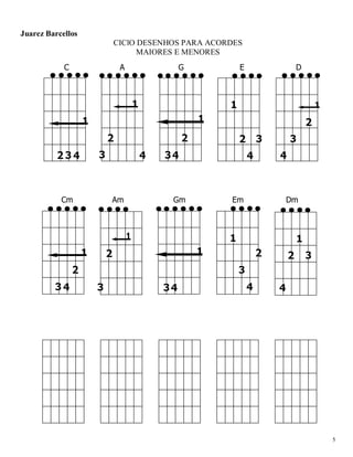 5 
Juarez Barcellos CIClO DESENHOS PARA ACORDES MAIORES E MENORES C A G E D 
Cm Am Gm Em Dm 
 