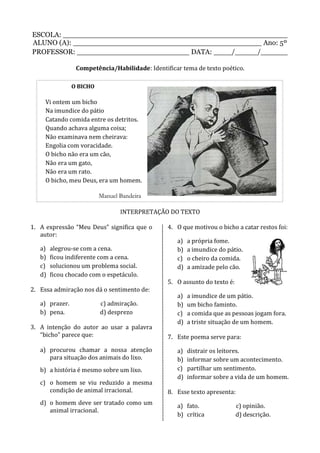 Caderno de atividade - 5º ano - Programa Primeiros Saberes da Infância