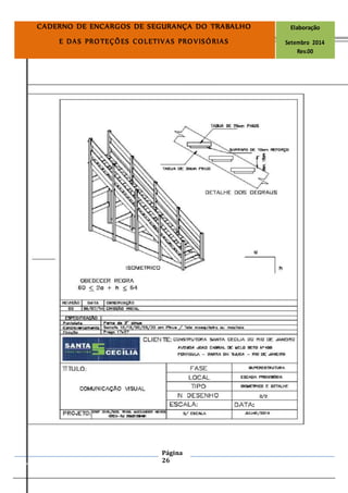 Página
26
CADERNO DE ENCARGOS DE SEGURANÇA DO TRABALHO Elaboração
E DAS PROTEÇÕES COLETIVAS PROVISÓRIAS Setembro 2014
Rev.00
 
