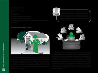 CursoCensoEscolardaEducaçãoBásica
102
Ao selecionar a escola por meio da pesquisa ou acessando o
perfil “Escola”, o sistema direciona para a autenticação do ges-
tor escolar. Antes, porém de iniciar o preenchimento, aparece
na tela o“Termo de Compromisso”, para que o respondente do
Censo Escolar confirme estar de acordo e ciente de que deve
cumprir e fazer cumprir as regras referentes à inserção de dados
fidedignos no sistema.
O objetivo do Termo de Compromisso é cons-
cientizar os informantes sobre a importância da
fidedignidade do dado declarado no Censo Esco-
lar, principalmente, no que se refere aos docu-
mentos escolares comprobatórios da matrícula e
frequência dos alunos.
Apóso“deacordo”comoTermodeCompromisso,oscampos
de autenticação do Gestor Escolar serão habilitados e devem
ser preenchidos com os dados do responsável legal pela esco-
la. O gestor escolar torna-se automaticamente um usuário do
sistema com perfil leitor de sua escola. Ao cadastrar seus dados
no Sistema ele receberá uma senha de acesso em seu e-mail.
Dessa forma, o gestor escolar poderá acompanhar as informa-
ções que estão sendo declaradas de sua escola. Observe que
essa informação é obrigatória antes de realizar qualquer outra
ação no sistema.
Escola
:: Código da escola;
:: Nome da escola;
:: UF;
:: Município;
:: Dependência administrativa;
:: Situação de funcionamento.
No resultado da pesquisa é apresentada a opção de selecio-
nar a escola.
Autenticação do Gestor Escolar
 