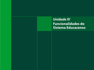 Unidade IV
Funcionalidades do
Sistema Educacenso
 