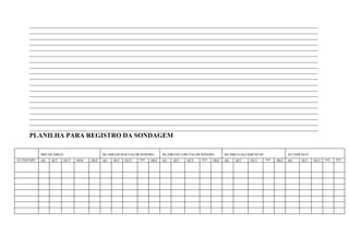 ____________________________________________________________________________________________________________________
      ____________________________________________________________________________________________________________________
      ____________________________________________________________________________________________________________________
      ____________________________________________________________________________________________________________________
      ____________________________________________________________________________________________________________________
      ____________________________________________________________________________________________________________________
      ____________________________________________________________________________________________________________________
      ____________________________________________________________________________________________________________________
      ____________________________________________________________________________________________________________________
      ____________________________________________________________________________________________________________________
      ____________________________________________________________________________________________________________________
      ____________________________________________________________________________________________________________________
      ____________________________________________________________________________________________________________________
      ____________________________________________________________________________________________________________________
      ____________________________________________________________________________________________________________________
      ____________________________________________________________________________________________________________________
      ____________________________________________________________________________________________________________________
      ____________________________________________________________________________________________________________________
      ____________________________________________________________________________________________________________________
      PLANILHA PARA REGISTRO DA SONDAGEM

             PRÉ-SILÁBICO                     SILÁBICOS SEM VALOR SONORO    SILÁBICOS COM VALOR SONORO     SILÁBICO-ALFABÉTICOS               ALFABÉTICO
ALUNOS/MÊS   AG   SET       OUT   NOV   DEZ   AG   SET   OUT    NOV   DEZ   AG   SET    OUT    NOV   DEZ   AG   SET     OUT       NOV   DEZ   AG    SET    OUT   NOV   DEZ
 