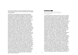 71
para um espaço público no centro foram inicialmente pensadas, sendo
o encontro do Corpocidade uma ótima oportunidade para a sua reflexão
mais aprofundada.
A experiência e a sociabilidade em espaços públicos de grandes
centros urbanos são permeadas pelo anonimato. Muitas pessoas e
muitos encontros não significam solidariedade, muito pelo ao contrário.
As pessoas vão e vem pelo centro da cidade, mas não se conhecem.
Trabalhadores e moradores de rua são fortemente invisíveis aos olhos
dos que estão atrasados e compromissados com seus negócios,
tarefas e obrigações. A rapidez e agilidade da vida urbana não facilitam
a empatia e o respeito à alteridade. A aglomeração da diversidade
nas ruas constrói um grande palco à céu aberto. A todo momento
ocorrem mudanças sutis, quase imperceptíveis, no confuso mundo
interno dos indivíduos. Estigmas e medos são potencializados nesse
contato, em oposição ao sentimento de comunidade. Isso não exclui
a possibilidade de nascerem fortes vínculos sociais, ao se quebrar o
bloqueio com relação ao outro. Esse desbloqueio só acontece a partir
da compreensão de que existe algo em comum entre os seres humanos:
sofrimentos, medos e desejos. Para essa compreensão, é preciso haver
novas formas de trocas entre as pessoas, para além das baseadas na
economia: conversas, danças, cantos, teatros e imaginação. Também
não se está ignorando a existência de outras formas de troca nos
espaços públicos; mas, sim, reafirmando a importância dessas formas
de interação e realçando a necessidade de que as trocas ocorram entre
pessoas de diferentes classes e orientações culturais. Dentro dessa
perspectiva, uma pergunta fica: será que o outro pode ser alguém
interessante, alguém com quem se possa aprender e construir trocas
solidárias. De onde surge essa abertura e a confiança no outro? Será
que o medo paralisa a troca? Que tipos de medo? O medo decorre
muitas vezes em um julgamento baseado apenas na aparência do outro.
Com isso, a proposta dessa provocação é criar potenciais de troca a
partir de intervenções urbanas artísticas no espaço público de grandes
centros urbanos, fazendo emergir e exteriorizar a voz, a imaginação e
os desejos das pessoas na condição do anonimato. Duas intervenções
para um espaço público no centro foram inicialmente pensadas, sendo
o encontro do Corpocidade uma ótima oportunidade para a sua reflexão
mais aprofundada. As duas intervenções são: instalar uma casa com
seus respectivos cômodos, poltronas e eletrodomésticos sem paredes,
fazendo com que desapareça o limite entre propriedade pública e
privada. Nessa casa sem parede, os usos internos serão confrontados
com os usos externos à casa, mas sem fronteiras. A outra intervenção
envolve o uso de fotos 3X4 de diferentes pessoas na confecção de
montagens e colagens no chão, em frente a algum ponto de ônibus,
acompanhadas de algumas perguntas, tais como: “Você conhece o
outro?”;”Vocês se conhecem?” 72
GABRIEL SCHVARSBERG
Arquiteto, urbanista, mestrando do PPG-AU/FAUFBA
Grupo de pesquisa Laboratório Urbano – PPG-AU/FAUFBA
gabrielsberg@gmail.com
“O caminho sedentário consiste em distribuir aos homens um espaço
fechado, atribuindo a cada um sua parte, e regulando a comunicação
entre as partes. O trajeto nômade faz o contrário, distribui os homens
num espaço aberto, indefinido, não comunicante.” (Deleuze&Guattari,
tratado de nomadologia) Na perspectiva estético-política o nômade
pode simbolizar uma potência de exterioridade extrema a tudo o que
organiza, normatiza, planeja os usos sociais, as relações entre os corpos
e entre esses e os espaços. Nômade pode ser então tudo aquilo que
em nós e nos outros escapa aos dispositivos*. Os processos urbanos
contemporâneos estão cada vez mais mediados por dispositivos e
estes, por sua vez, cada vez mais extensivos aos diversos aspectos
da vida na cidade. Seus principais avanços podem ser visualizados
na capacidade de modelagem e homogeneização da subjetividade
coletiva cuja conseqüência urbana é uma partilha dos usos da cidade
cada vez mais consensual. Mesmo assim, algo sempre escapa.... Os
usos ambulantes das ruas, ao se realizarem no movimento, desviam
o significado sedentário do solo urbano enquanto propriedade,
atualizando-o enquanto suporte para atividades múltiplas. Tais
atividades, vistas em conjunto, mas respeitando sua heterogeneidade,
configuram uma fina camada – imperceptível para alguns olhares
demasiadamente encapsulados, difícil de capturar para alguns
dispositivos – que não é exterior, nem paralela aos usos consensuais
da cidade, mas infiltra-se nesses, dotada de uma mobilidade e astúcias
próprias, em movimentos oportunistas de entrada e saída. Emergem
aí trajetórias que costuram o físico e o sensível, articulando conexões
voláteis entre pessoas, espaços, natureza, que instauram situações
ingovernáveis, prévias aos atos de negociação, aos agenciamentos
políticos institucionalizados, e muitas vezes não-comunicantes. São,
no entanto, situações que transformam a cidade – um des-urbanismo?
– e contribuem para a instauração de um estado de rua, que nada
mais é que o caldo de alteridade que se espalha por entre a funcional
atividade de circulação nos espaços públicos. A produção oficial
dos espaços da cidade, refém das determinações do mercado pela
partilha desigual do solo é regulada pelo Estado, através das práticas
urbanísticas. Estas, forjadas politicamente pelo consenso, elaboram
dispositivos cujo objetivo é controlar aquele ingovernável nômade das
ruas, homogeneizando ou mesmo extinguindo suas manifestações. A
rua é então negada tanto nas expansões urbanas – a cidade dos muros
– quanto nas renovações urbanas – a cidade pacificada. No âmbito
 