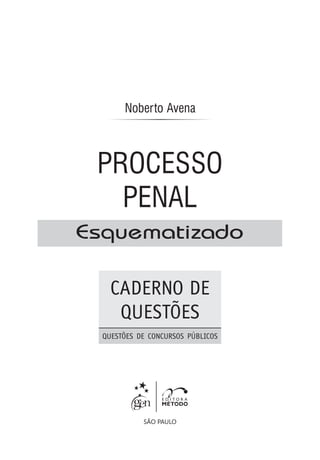 SÃO PAULO
Caderno de
Questões
QUESTÕES DE CONCURSOS PÚBLICOS
Esquematizado
PROCESSO
PENAL
Noberto Avena
 