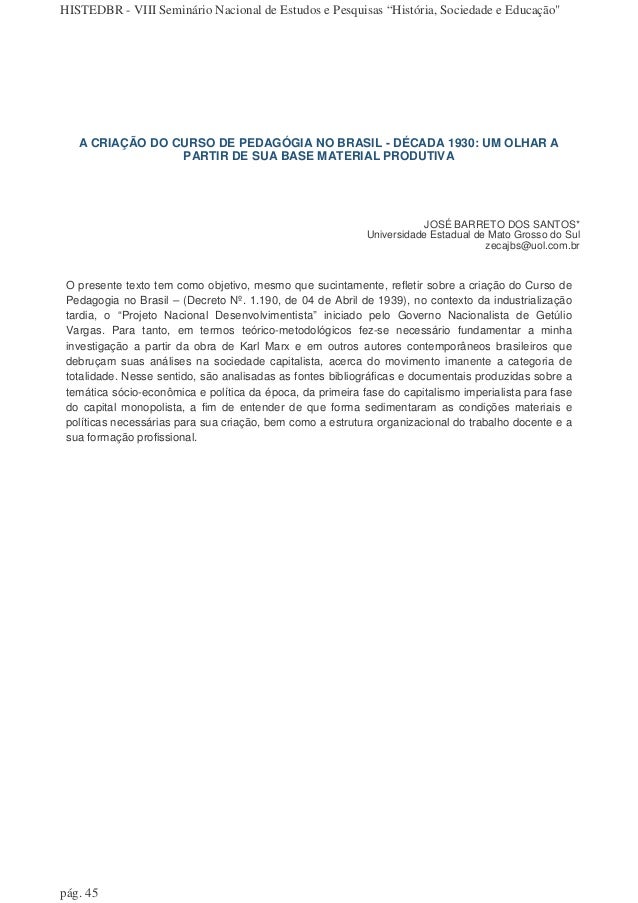 Artigo pedagogia