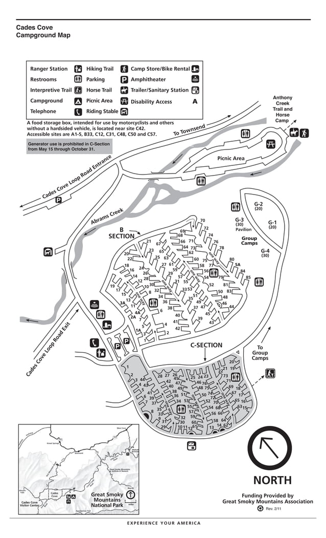 Great Smoky Mountain National Park- Cades Cove CampGround Map  PDF