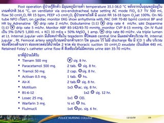 จากสถานการณ์ในกรณีตัวอย่างจงร่วมกันตอบคาถามดังต่อไปนี้
1. ผู้ป่วยรายนี้ ป่วยเป็นโรคหรือภาวะใด?
2. จงตั้งข้อวินิจฉัยทางการพยาบาลที่สาคัญที่สุด พร้อมระบุ
ข้อมูลสนับสนุน วัตถุประสงค์การพยาบาล และเกณฑ์การ
ประเมินผล
3. กิจกรรมการพยาบาลที่สาคัญ สาหรับข้อวินิจฉัยทางการ
พยาบาลในข้อ 2 คืออะไรบ้าง ?
13/10/59POLICE NURSING COLLEGE 130
 