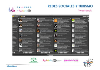 REDES SOCIALES Y TURISMO
                                           Tweetdeck




         Logo	
  de	
  la	
  empresa	
  
 