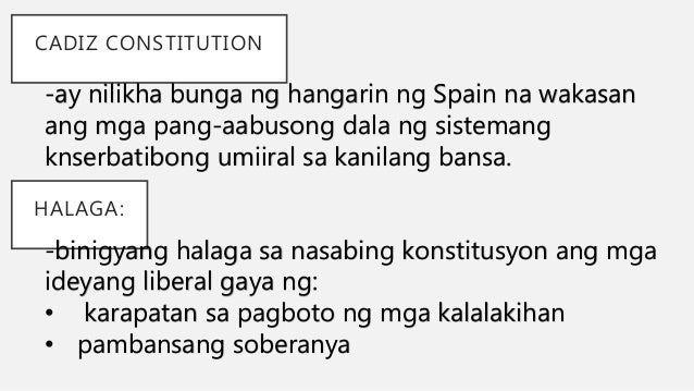 Ang Deklarasyon Ng Cadiz Constitution Cadiz constitution ng 1812